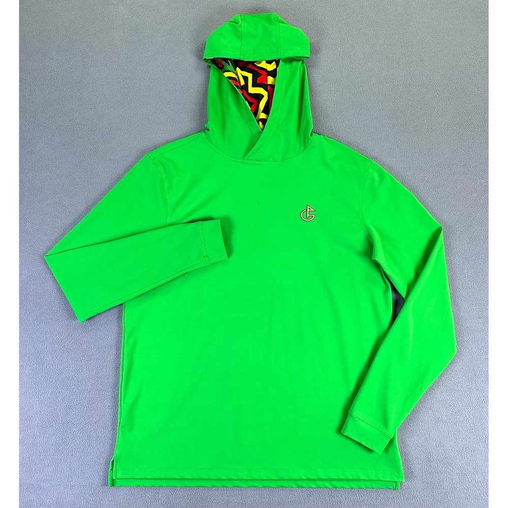 Golo Golf Hoodie Mens XL Green Colorful Performance Wicking Rasta Hood